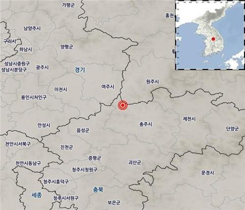 7일 새벽 지진이 발생한 충북 충주시 북서쪽 22㎞ 지역(사진=연합뉴스)