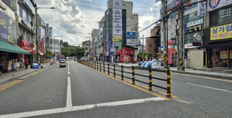 시설개선사례 무단횡단 금지시설.(사진=TS)