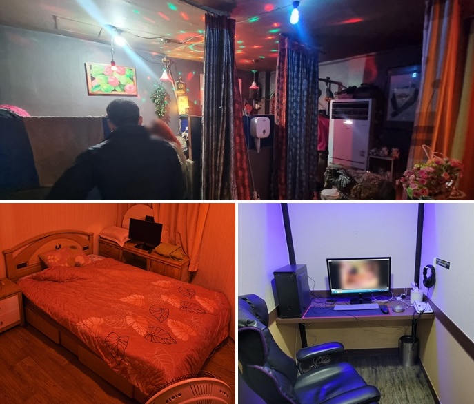(사진위부터 시계방향으로) 해운대구 소재 유흥주점/ 사상구소재 음란영상물 제공업소/서구 소재 성매매알선 업소. (사진제공=부산경찰청)