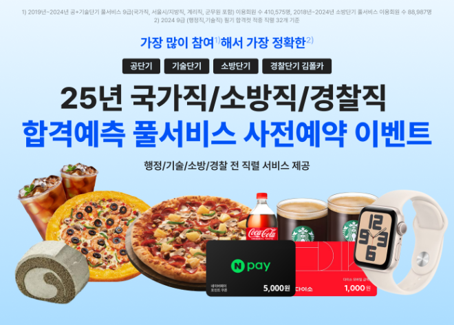 공단기·기술단기·소방단기·경단기, 2025년 공무원 시험 합격예측 ‘풀서비스’ 공개