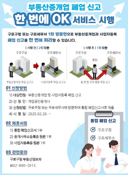 ‘부동산중개업 폐업신고 한 번에 오케이(OK) 서비스’ 안내문. (사진=구로구청)