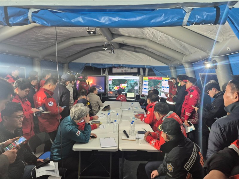 경남 산청 산불 현장 지휘본부.(사진제공=산림청)