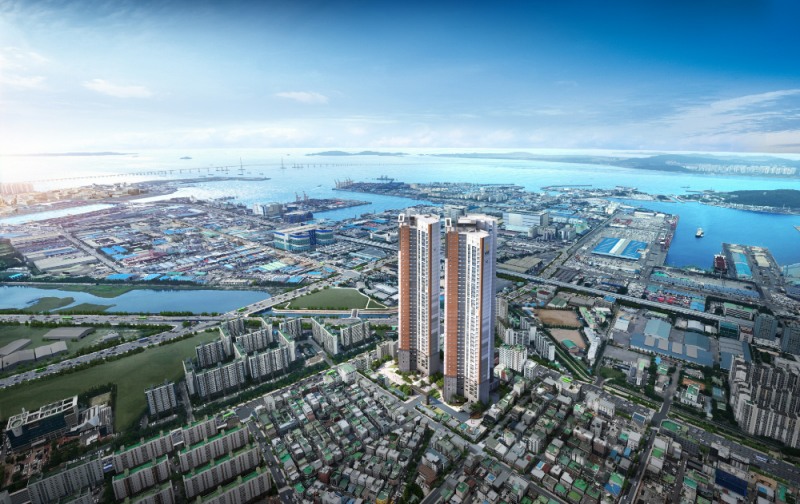 용현 우방 아이유쉘 센트럴마린 항공 조감도.