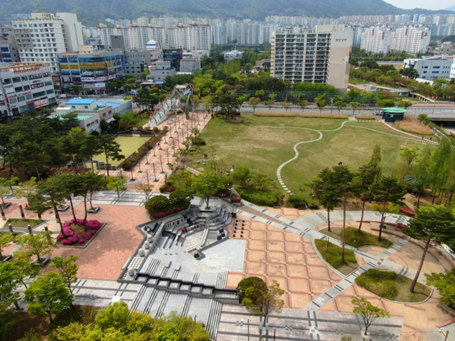 기장군이 복합 저류시설 조성을 추진하고 있는 정관 중앙공원 전경.(사진제공=부산 기장군)