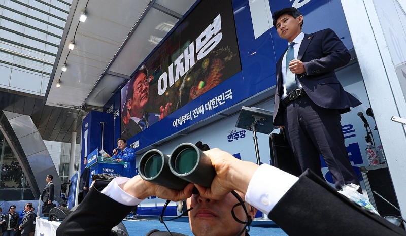 경비 삼엄한 이재명 후보 유세장(사진=연합뉴스)