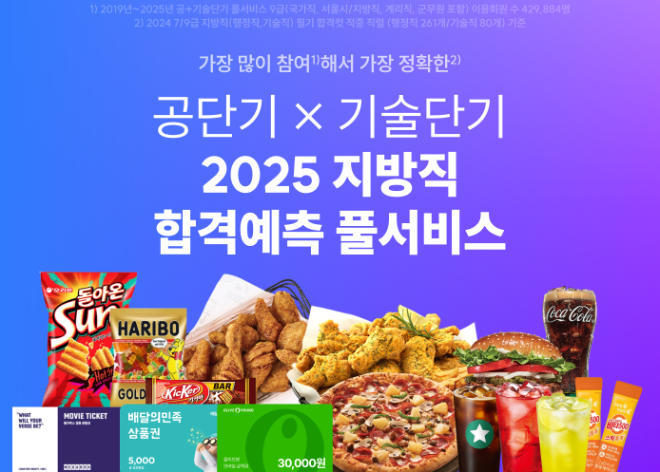 공단기기〮술단기, 2025 지방직 9급 ‘합격예측 풀서비스’ 운영