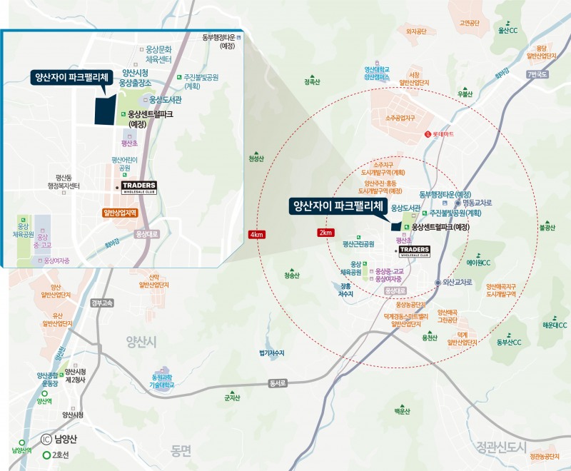 양산자이 파크팰리체 위치도