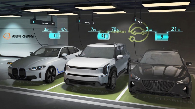 한화 건설부문 전기차 충전시스템 EV air station.(사진=한화 건설부문)