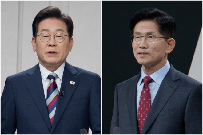 정치 분야 TV 토론회 준비하는 이재명-김문수 후보(사진=연합뉴스)