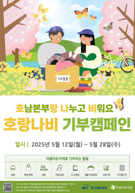 국가철도공단 호남본부, 아름다운가게와 함께하는 '호랑나비 기부캠페인' 전개