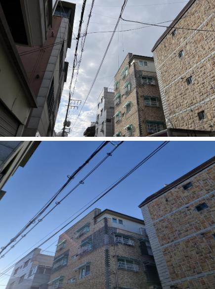 공중케이블 정비 전 · 후 모습