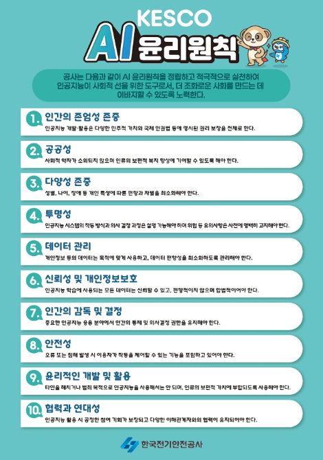 전기안전공사, ‘사람 중심’ AI 윤리원칙 첫 제정