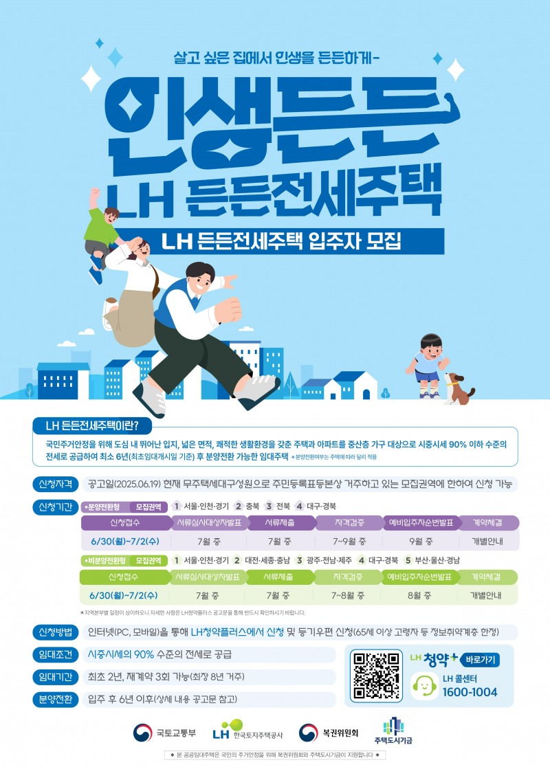 LH, 든든전세 및 신혼·신생아 매입임대주택 1713호 청약 접수 시작