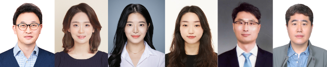 (왼쪽부터) 이화여대 주계일 교수, 지은현 박사과정생, 김예솔 석사졸업생, 이은지 통합과정생, 영남대 서정현 교수, 송영훈 박사. 사진=이화여대