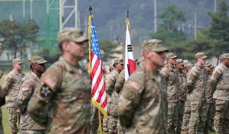 주한미군 순환배치 여단 임무교대식(사진=연합뉴스)