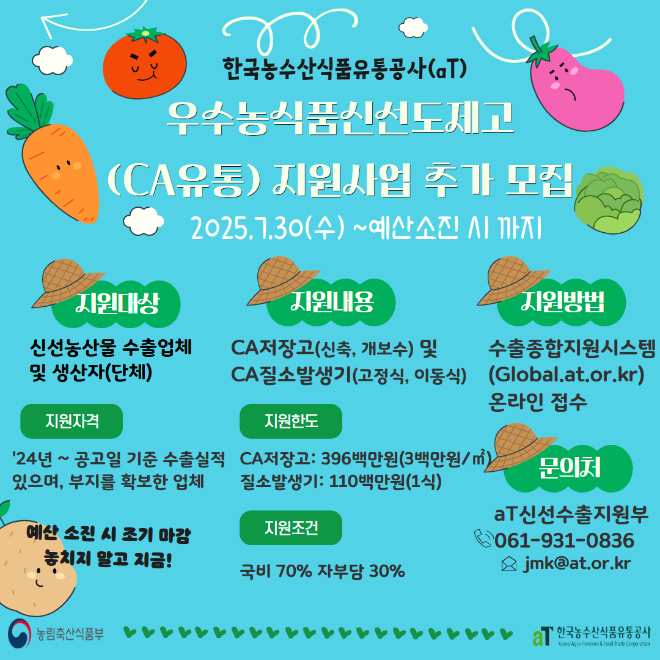 aT, ‘CA유통지원사업’ 참여기업 모집