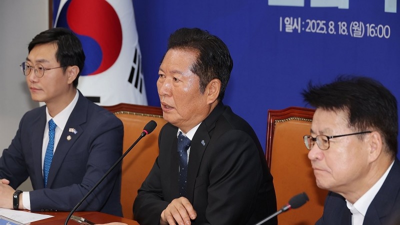 당원주권정당 특위, 축사하는 정청래 대표(사진=연합뉴스)
