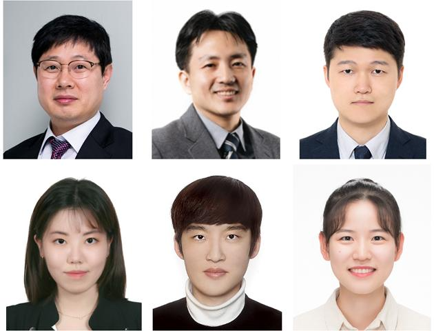 (상단 왼쪽부터) 고려대 화공생명공학과 안동준 교수(교신저자), 서울대 기계공학부 김도년 교수(공동 교신저자), 한양대 바이오신약융합학부 이찬석 교수(공동 교신저자), (하단 왼쪽부터) 고려대 이예담 박사(제1저자), 고려대 정우혁 박사(공동 제1저자), 서울대 전경화 박사과정(공동 제1저자). 사진=고려대