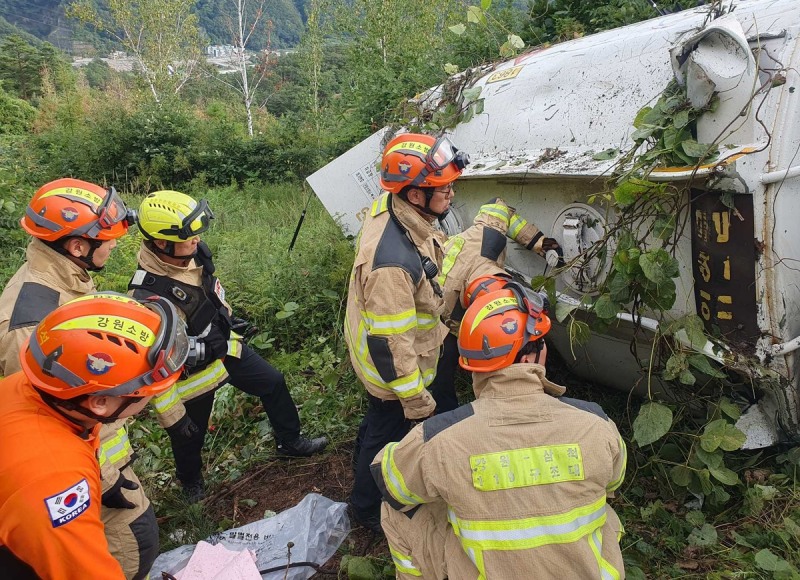 삼척 도계읍 유류 운반 차량 사고(사진=연합뉴스)