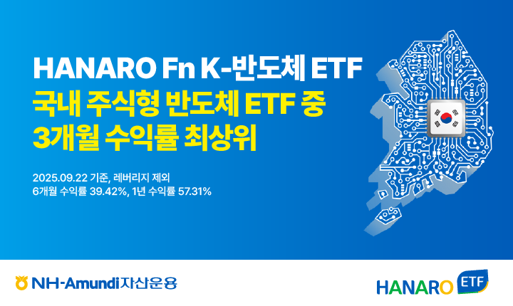 NH아문디자산운용, 'HANARO Fn K-반도체' 국내 반도체 ETF 중 3개월 수익률 1위