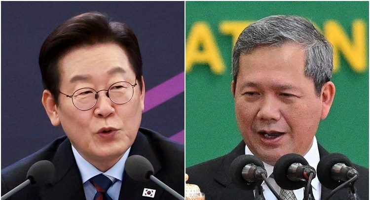 이재명 대통령(왼쪽)과 훈 마네트 캄보디아 총리(사진=연합뉴스)