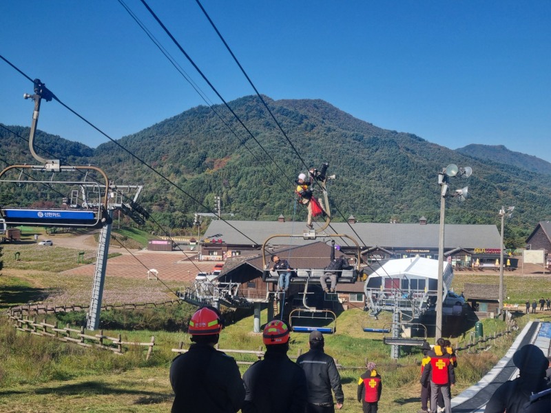 무주덕유산리조트 리프트 긴급 구조 훈련 현장.(사진=부영그룹)