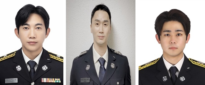 출동 중 방화로 인한 화재를 조기에 차단한 구급대원들.(제공=부산소방재난본부)