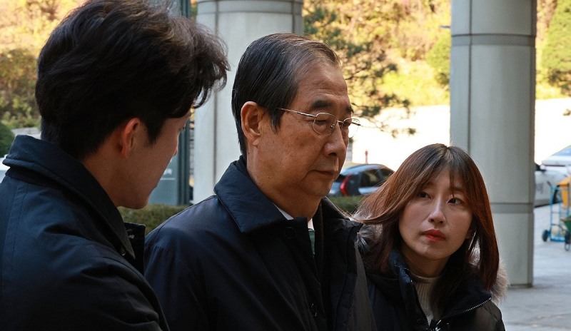 법정 향하는 한덕수 전 국무총리(사진=연합뉴스)