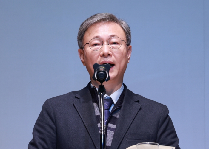 2026년 구로구 시무식에서 장인홍 구로구청장이 신년사를 하고 있다.