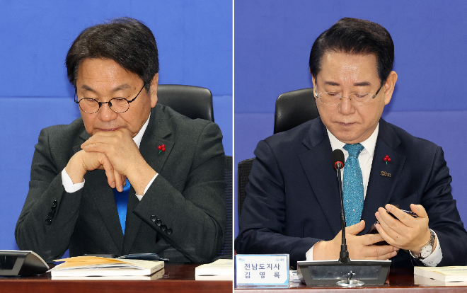 강기정 광주시장-김영록 전남지사(사진=연합뉴스)