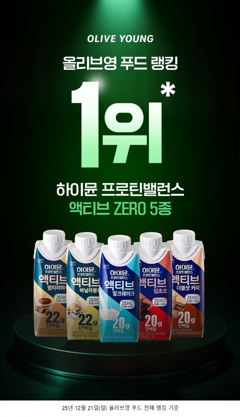 일동후디스 하이뮨 액티브 제로, 올리브영 온라인 푸드 랭킹 1위