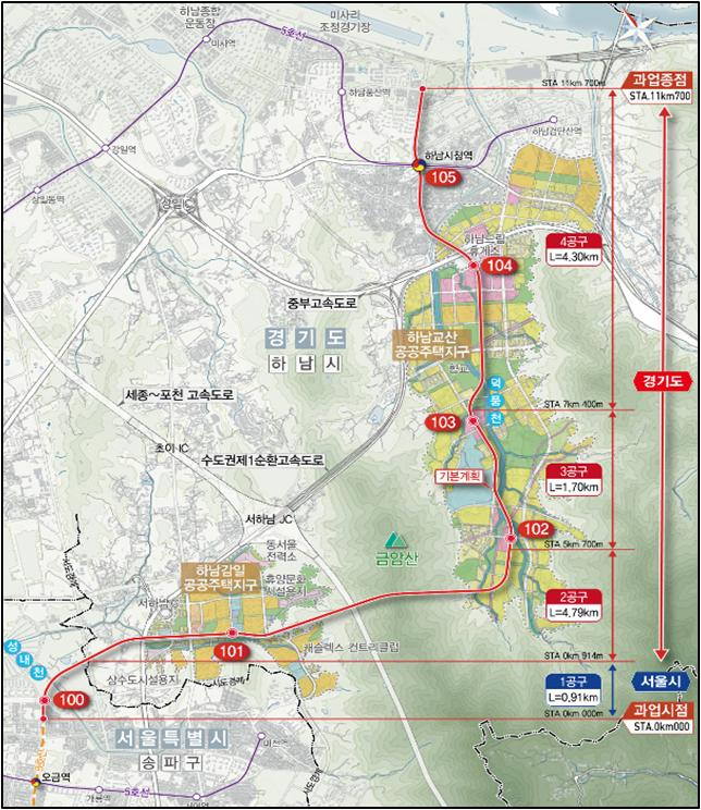 송파 하남선 노선도 / 경기도