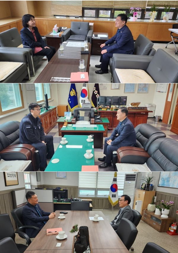 (위사진부터) 박광흠 지부장이 창원지검 통영지청, 통영구치소, 통영보호관찰소와 헙무협의를 하고 있다.(사진제공=한국법무보호복지공단 경남지부)