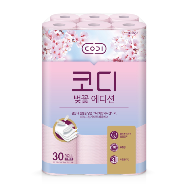 쌍용C&B 3겹 구조 적용한 벚꽃 테마 한정판 화장지 출시