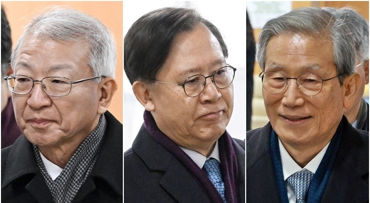 양승태 전 대법원장, 박병대 전 대법관, 고영한 전 대법관(사진=연합뉴스)
