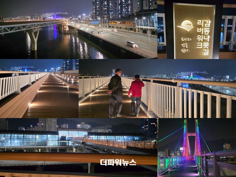 부산 북구 금빛노을브릿지와 감동나룻길 리버워크 일대가 낙동강 야경 산책 명소로 주목받고 있다. / 사진=이승렬 기자