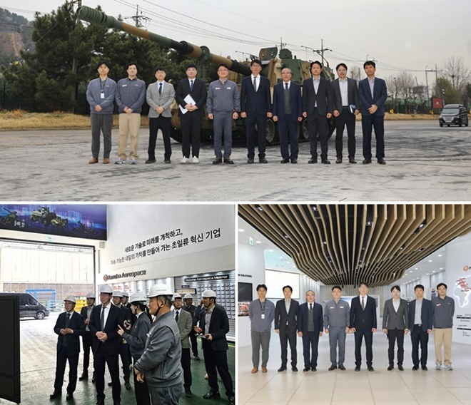 (위사진) 유영한 부산본부세관장(왼쪽에서 6번째)이 한화에어로스페이스 직원들과 기념촬영을 하고 있다.(제공=부산본부세관)