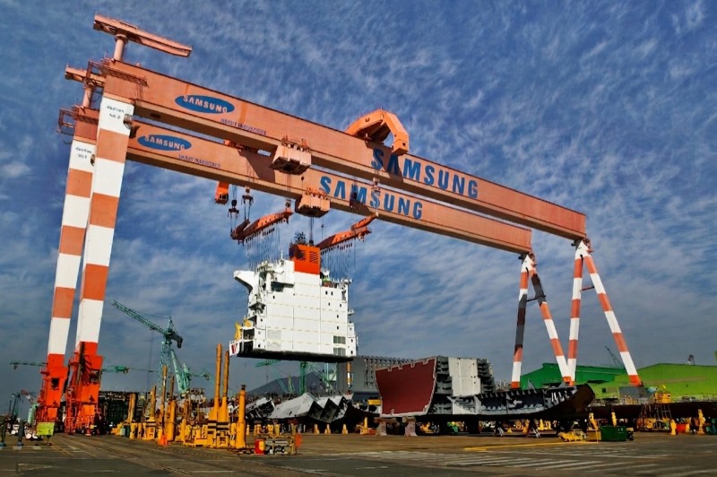 삼성중공업 거제 조선소에서 선박을 건조하는 모습.(사진=삼성중공업)