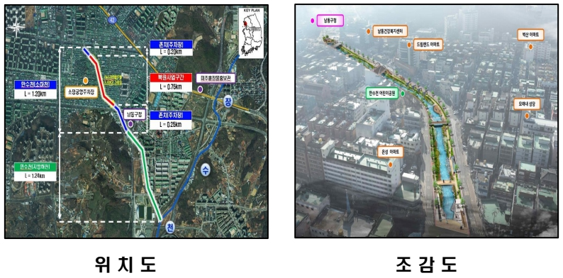 주차장 면 확보 위치도와 조감도