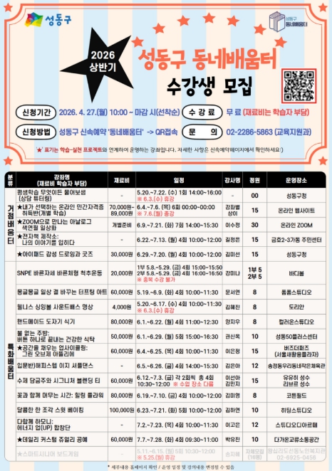 2026년 상반기 동네배움터 프로그램 안내문