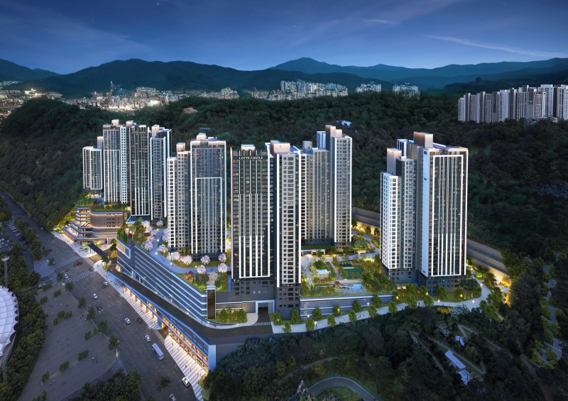 경기광주역 롯데캐슬 시그니처 1단지 야경 조감도.