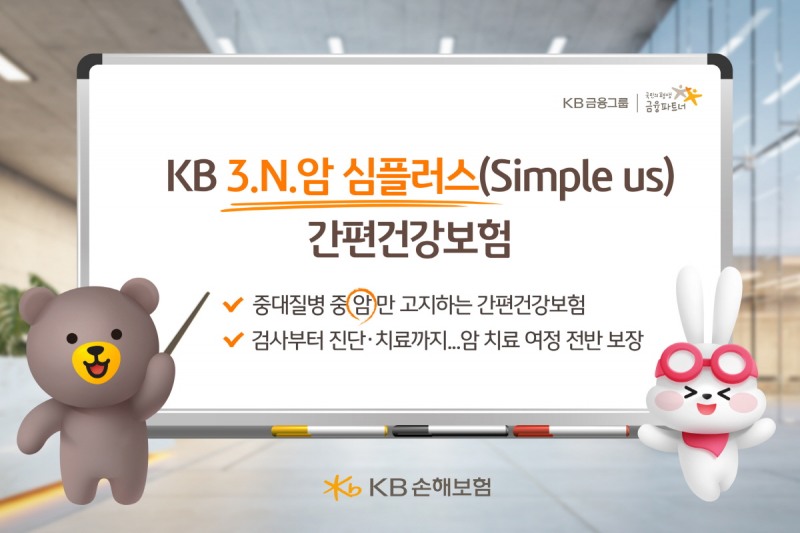 KB손보, 유병자 전용 'KB 3.N.암 심플러스 간편건강보험' 출시