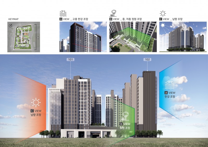 ‘고·저층 전환형 평면설계’개념도.(사진=포스코이앤씨)