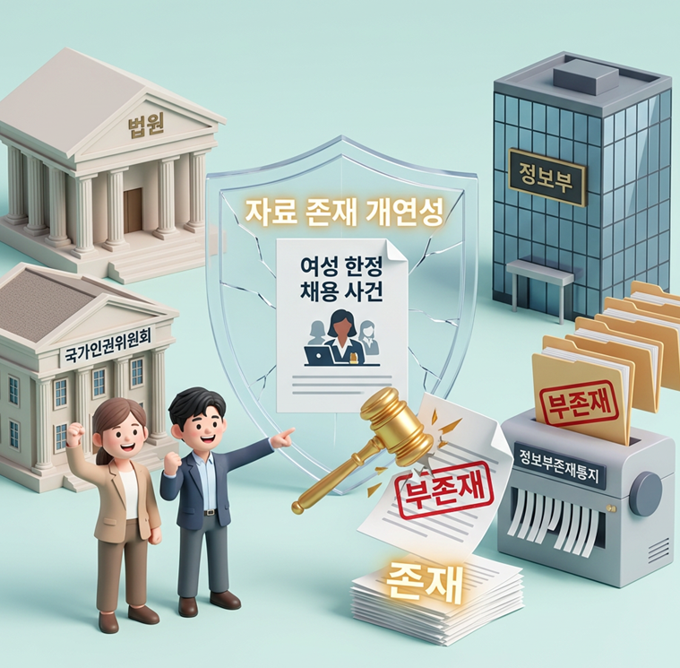 법원, 인권위 ‘정보부존재’ 통지 취소...“여성 한정 채용 사건 자료, 존재 개연성 인정”