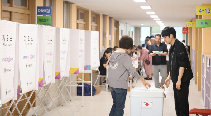 제주 아라동의 한 투표소.(사진=연합뉴스)