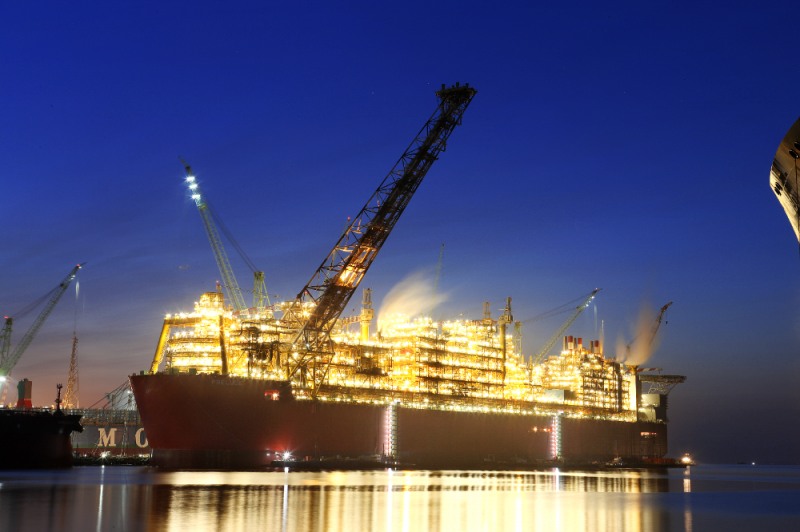 삼성중공업이 건조한 세계 최대 규모 크기의 FLNG.(사진=삼성중공업)