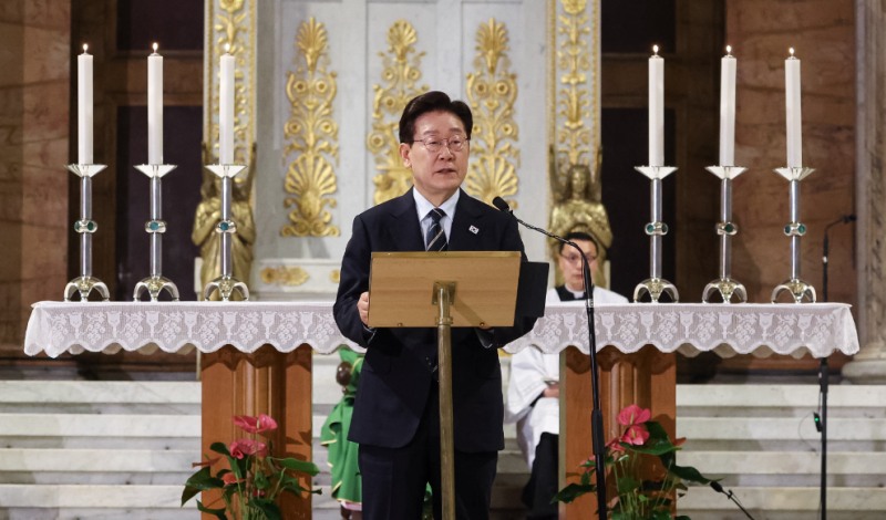 특별 미사 기념연설하는 이재명 대통령(사진=연합뉴스)