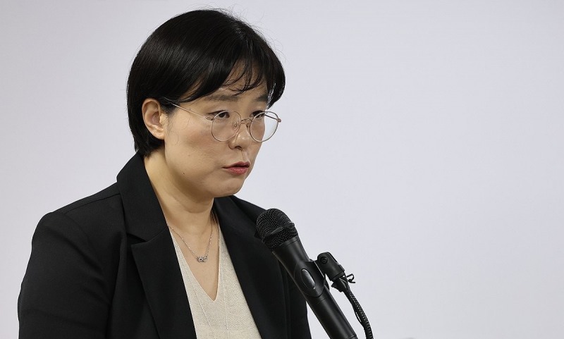 브리핑하는 김지미 특검보(사진=연합뉴스)