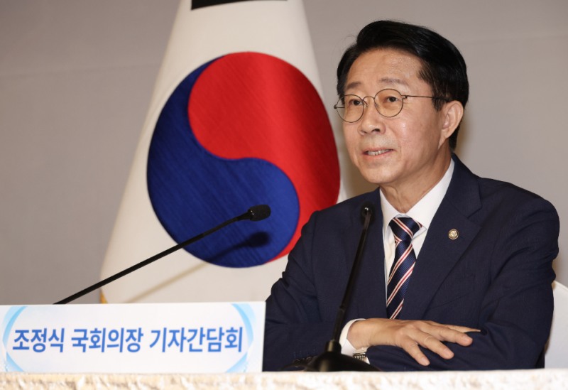 취임 첫 기자간담회 나선 조정식 국회의장(사진=연합뉴스)