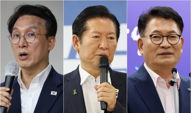 김민석·정청래·송영길 더불어민주당 당 대표 후보(사진=연합뉴스)